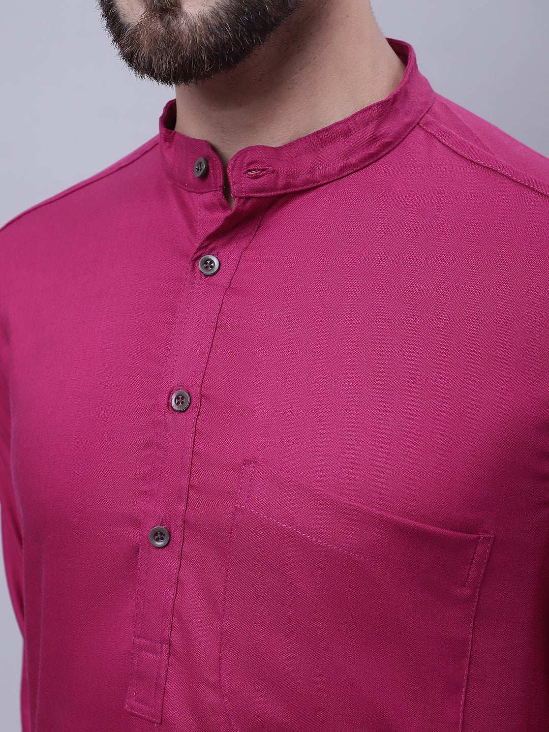 Even Apparels Wine Pure Cotton Kurta With Band Collar | Swadesiicart