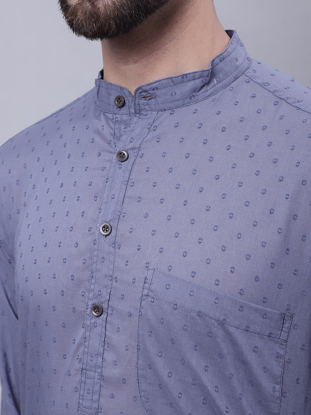 Even Apparels Grey Pure Cotton Kurta With Band Collar | Swadesiicart