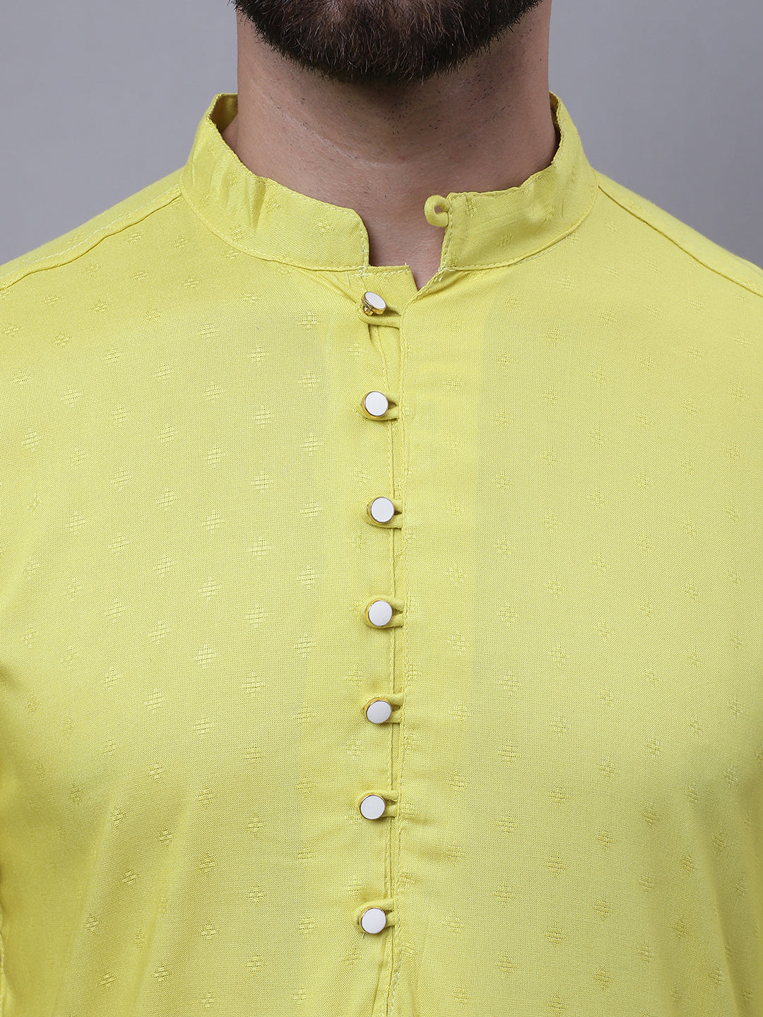 Even Apparels Yellow Pure Cotton Short Sleeves Kurta With Band Collar | Swadesiicart