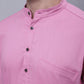 Even Apparels Pink Pure Cotton Short Sleeves Kurta With Band Collar | Swadesiicart