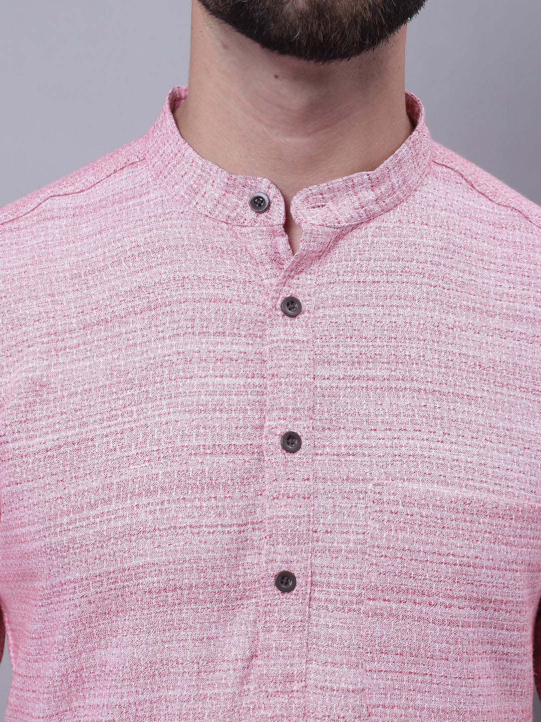 Even Apparels Pink Pure Cotton Short Sleeves Kurta With Band Collar | Swadesiicart