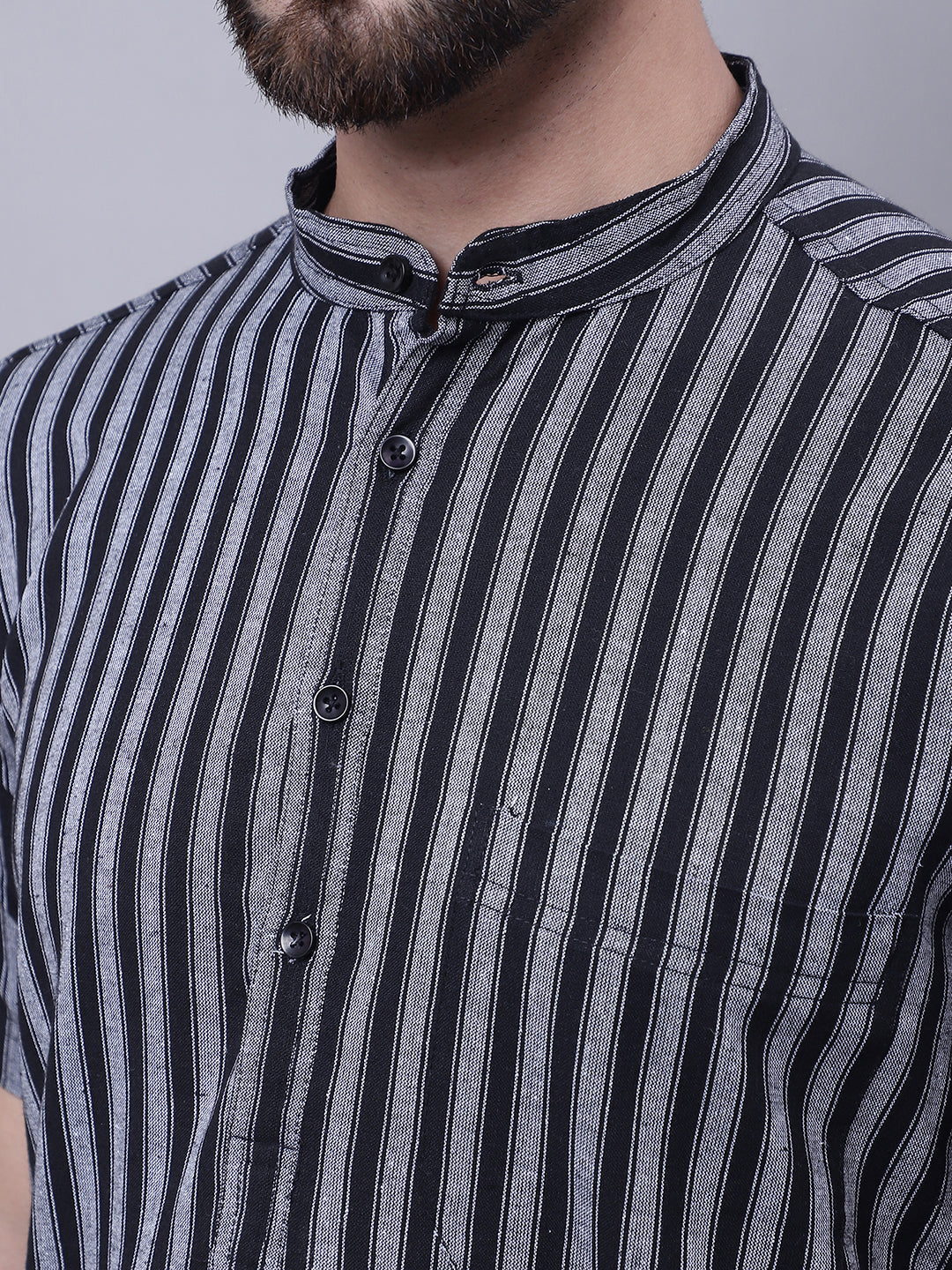 Even Apparels Multi Pure Cotton Short Sleeves Kurta With Band Collar | Swadesiicart