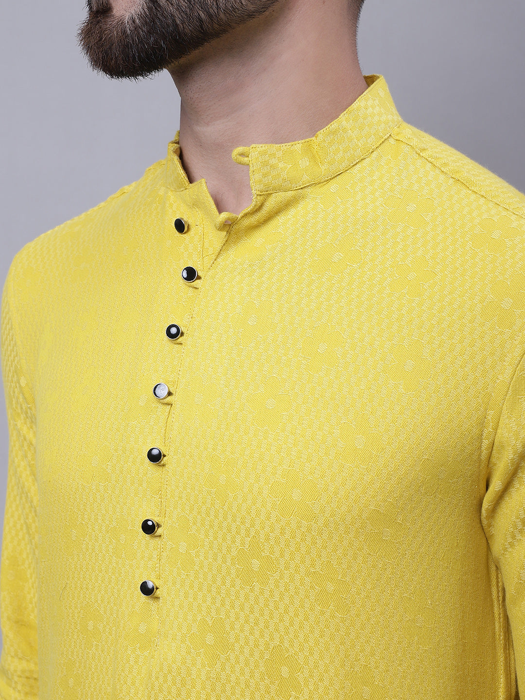 Even Apparels Yellow Pure Cotton Kurta With Band Collar | Swadesiicart