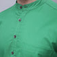 Even Apparels Green Pure Cotton Short Sleeves Kurta With Band Collar | Swadesiicart