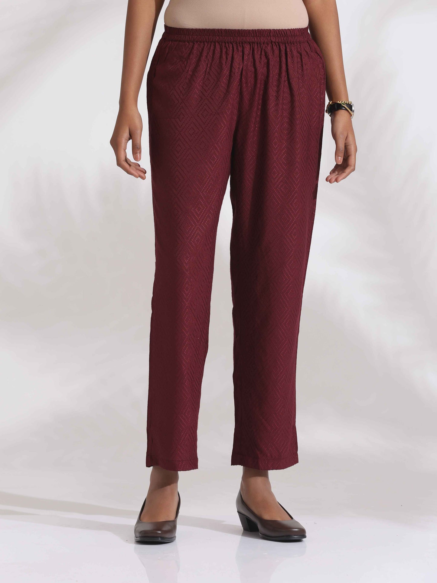 trueBrowns Maroon Dobby Kurta Set | Swadesiicart