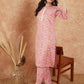InWeave Women's Mauve Floral Jaal Gota Work Straight Kurta Pant Set - Swadesiicart