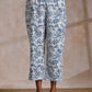 trueBrowns White With Overall Blue Print Cotton Slit Gathered Kurta Set | Swadesiicart