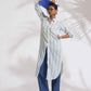 trueBrowns White Cotton Multi Stripe Shirt Kurta Set | Swadesiicart