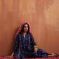 trueBrowns Blue Floral Print Flared Anarkali Kurta Co-ord Set - Swadesiicart