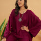 InWeave Women's Jam Wine Solid Boho Full Sleeve Coord Set - Swadesiicart