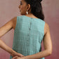 trueBrowns Aqua Blue Cotton Dobby High low Kurta Set | Swadesiicart