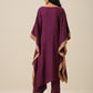 trueBrowns Plum Purple Slub Texture High Low Kaftan Pant Set | Swadesiicart