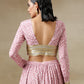 trueBrowns Light Mauve Bandhani Printed Silk Top Skirt Set - Swadesiicart