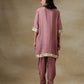 trueBrowns Dark Mauve Bandhani Printed Silk Loose Kurta Dhoti Pant Set | Swadesiicart