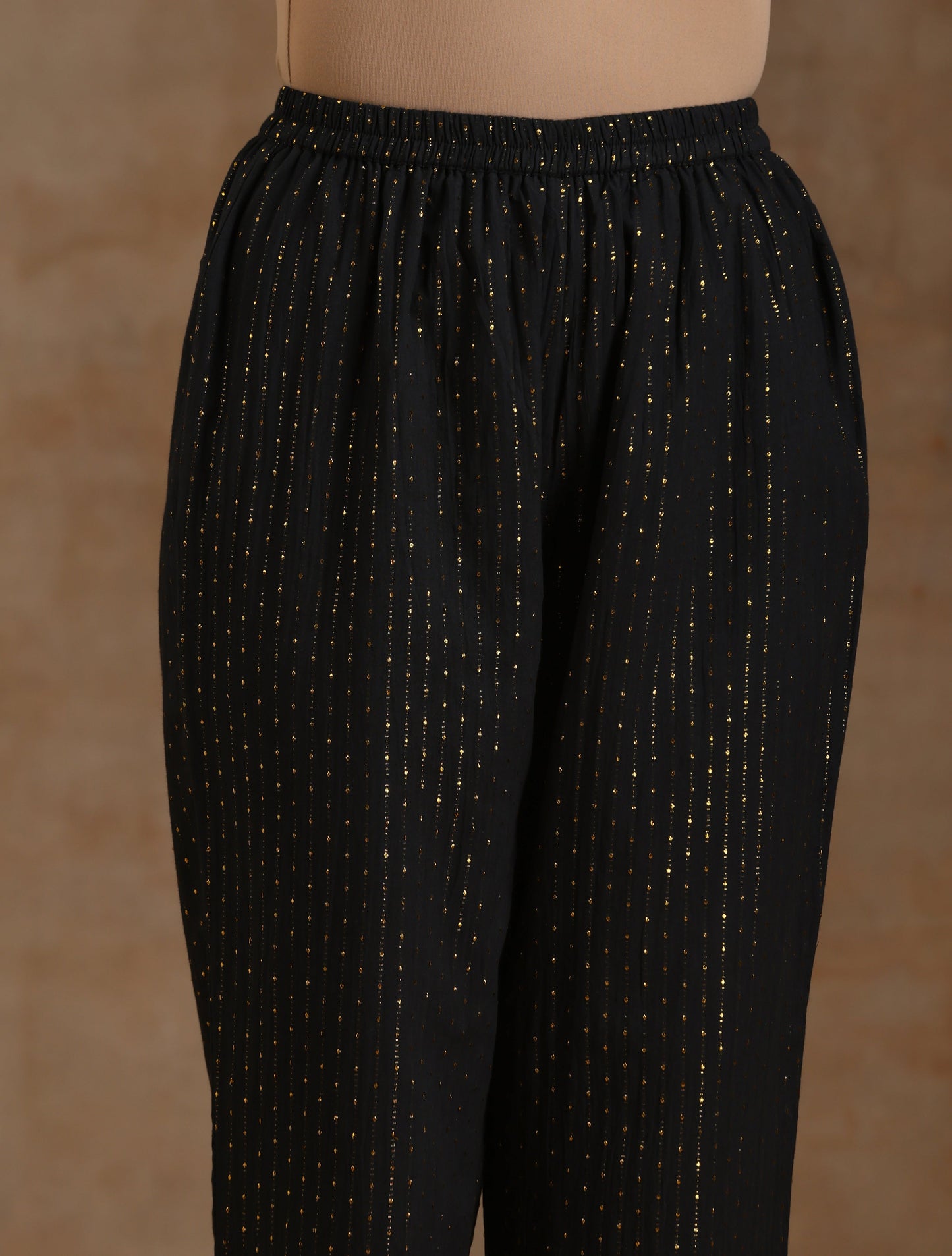 trueBrowns Black Gold Cotton Flared Co-Ord Set - Swadesiicart