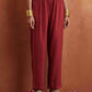 trueBrowns Maroon Print A-line Kurta Co-ord Set - Swadesiicart