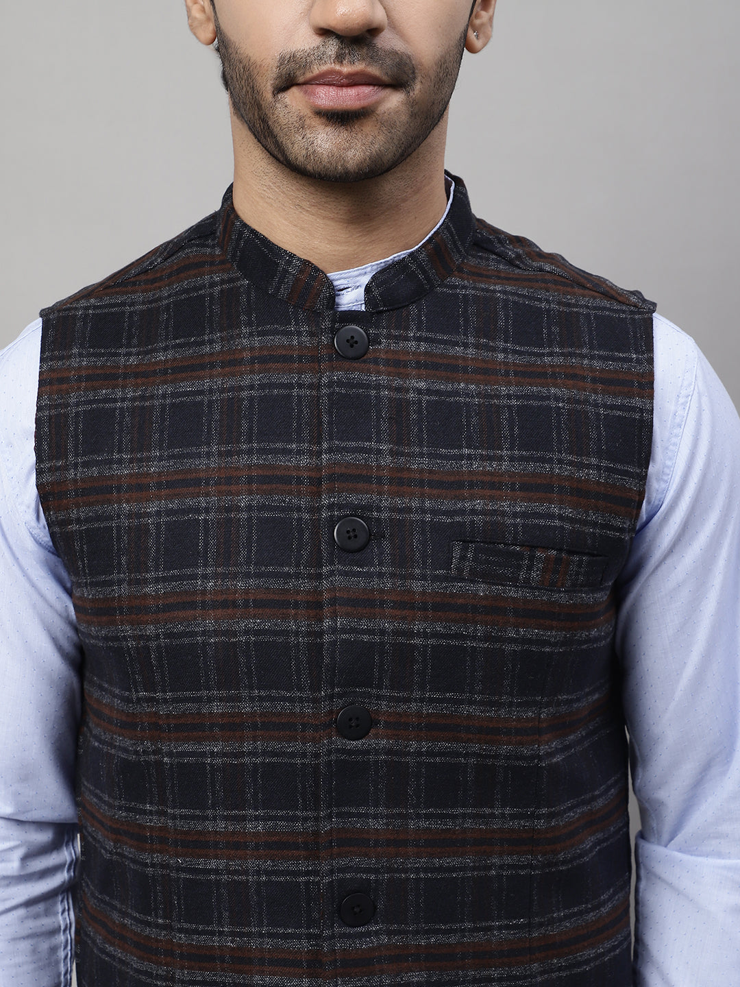 Even Apparels Men's Black Nehru Jacket With Welt Pockets | Swadesiicart