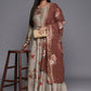 Ahalyaa Plus Size Round Neck Maxi Ethnic Dress With Dupatta | Swadesiicart