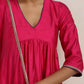 trueBrowns Pink Silk Anarkali Kurta Pant Dupatta Set | Swadesiicart