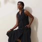 trueBrowns Black Cotton Linen Dress | Swadesiicart