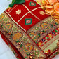 Lorenvalley Fashion Premium Red Vichitra Silk Embroidery and Diamond work Both Side Saree - Swadesiicart