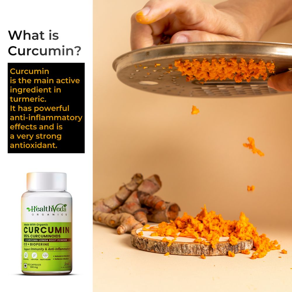 Health Veda Organics Curcumin C3 + Bioperine Capsules | Swadesiicart