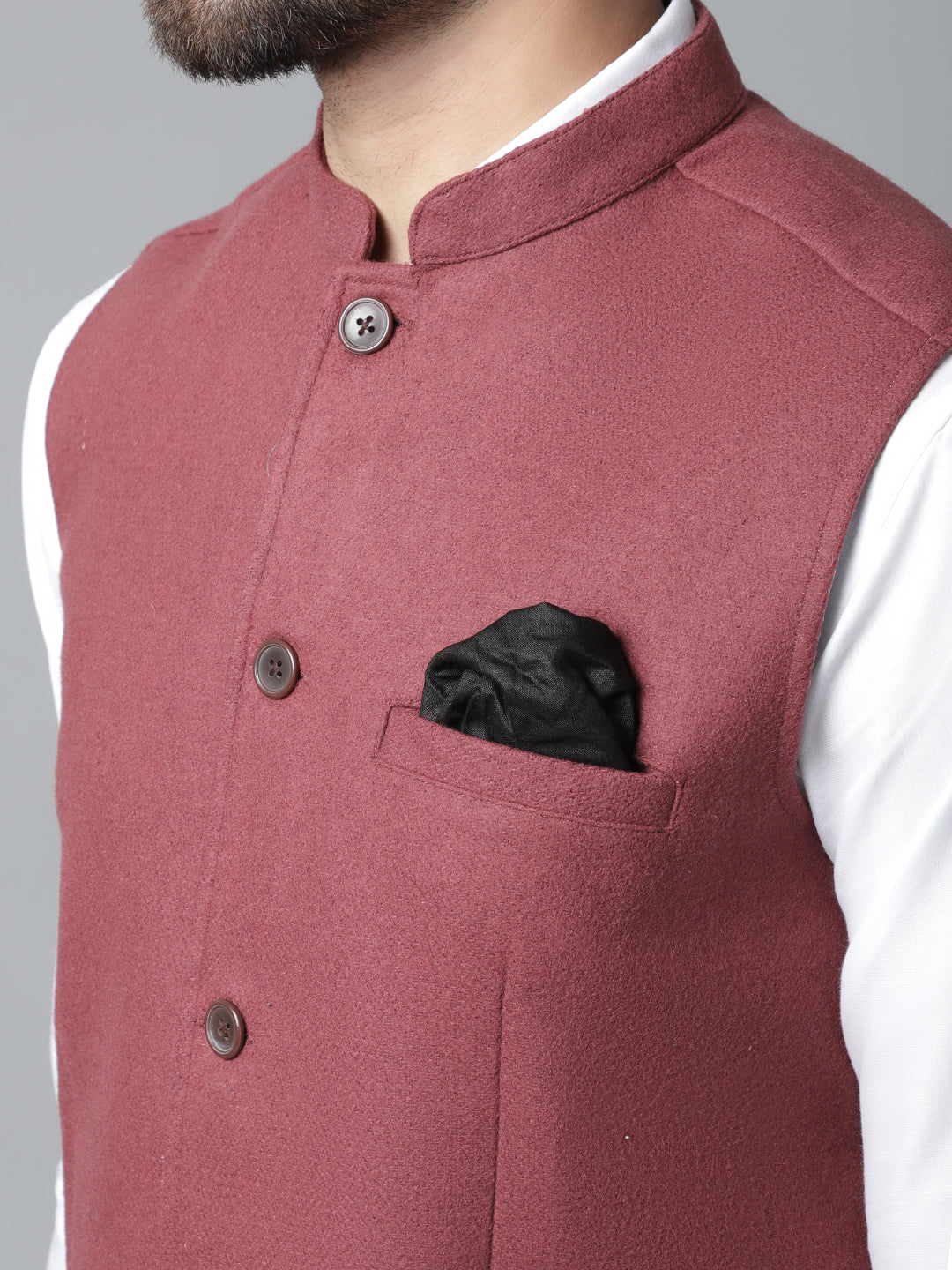 Even Apparels Men's Brown Pure Wool Nehru Jacket | Swadesiicart
