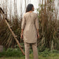 trueBrowns Khaki Cotton Embroidered Co-ord Set - Swadesiicart
