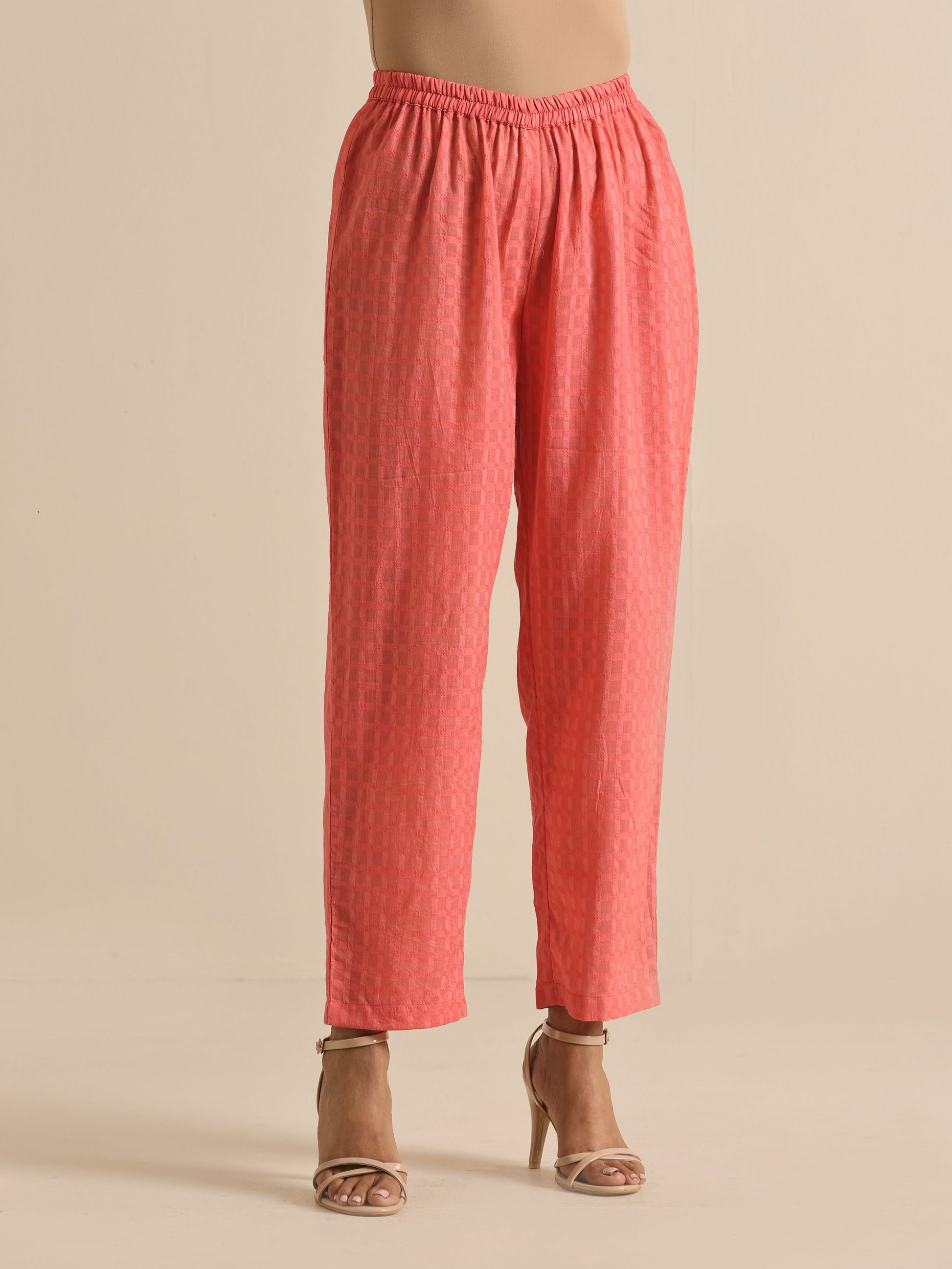 trueBrowns Bright Pink Dobby Angrakha Kurta Pant Set | Swadesiicart