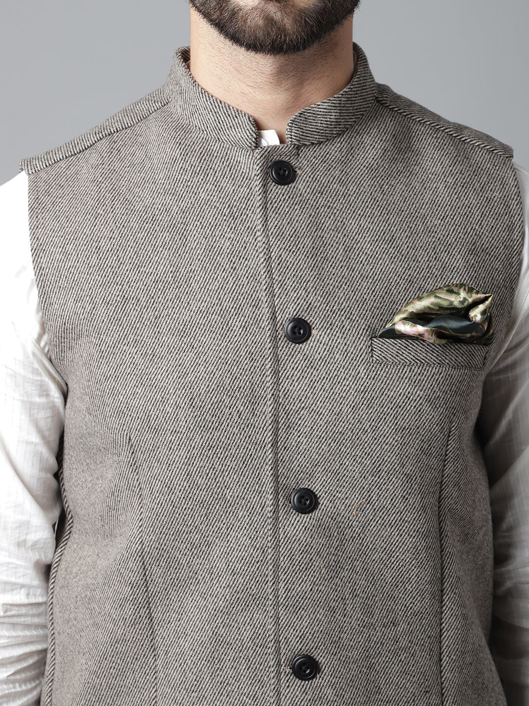Even Apparels Men's Cream Pure Wool Nehru Jacket | Swadesiicart