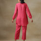 trueBrowns Pink Bandhani Printed Silk Gathered Sleeve Co-Ord Set - Swadesiicart