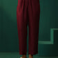 trueBrowns Wine Diamond Viscose Silk Waist Gathered Co-ord Set - Swadesiicart