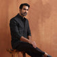 trueBrowns Men's Black Chanderi Long Jacket | Swadesiicart