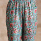 trueBrowns Turkish Blue Overall Floral Block Print Cotton Flared Kurta Pant Set | Swadesiicart