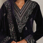 trueBrowns Purple Velvet Embroidered Kurta Pant Dupatta Set | Swadesiicart