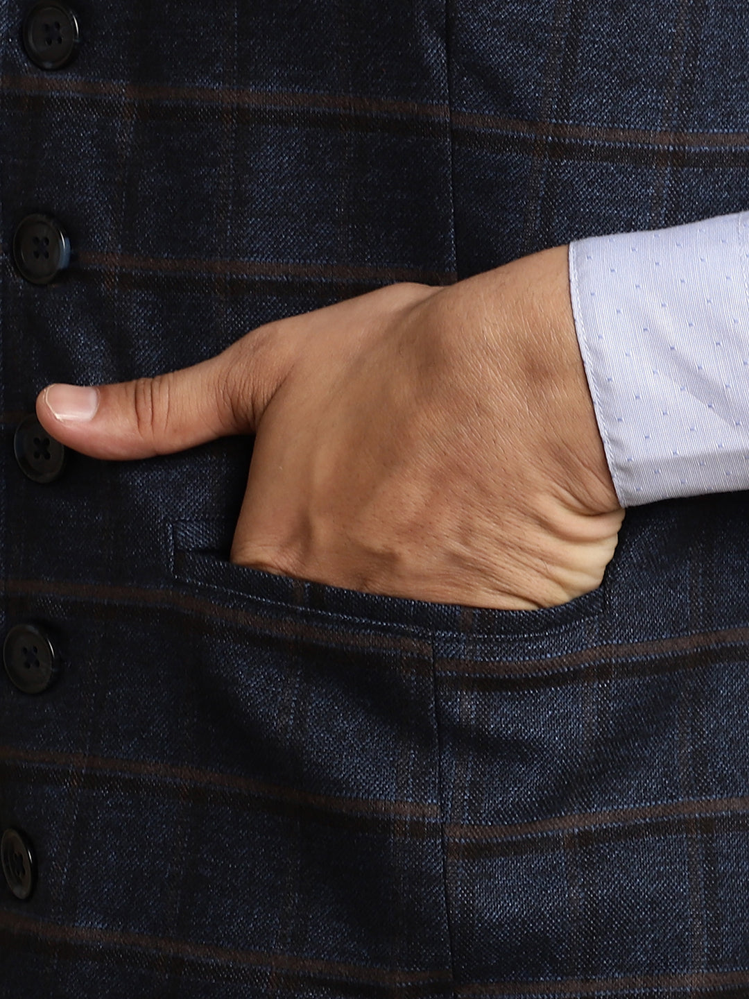 Even Apparels Men's Blue Waistcoat with Notched Lapel | Swadesiicart