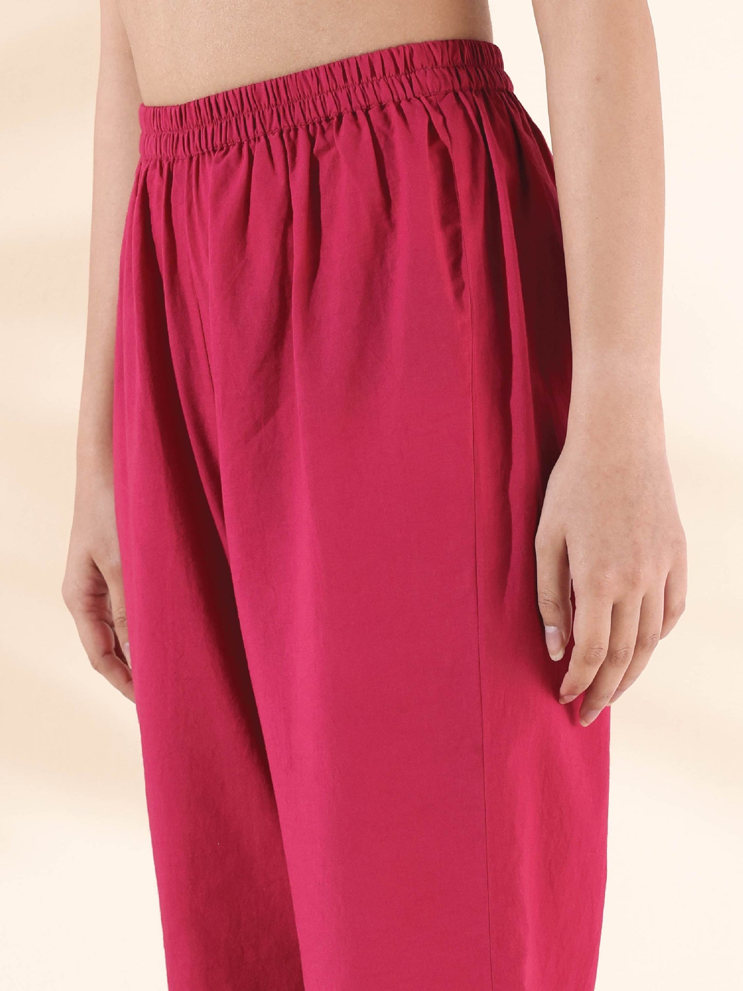 trueBrowns Pink Cotton Ikat Flared Kurta Pant Set | Swadesiicart