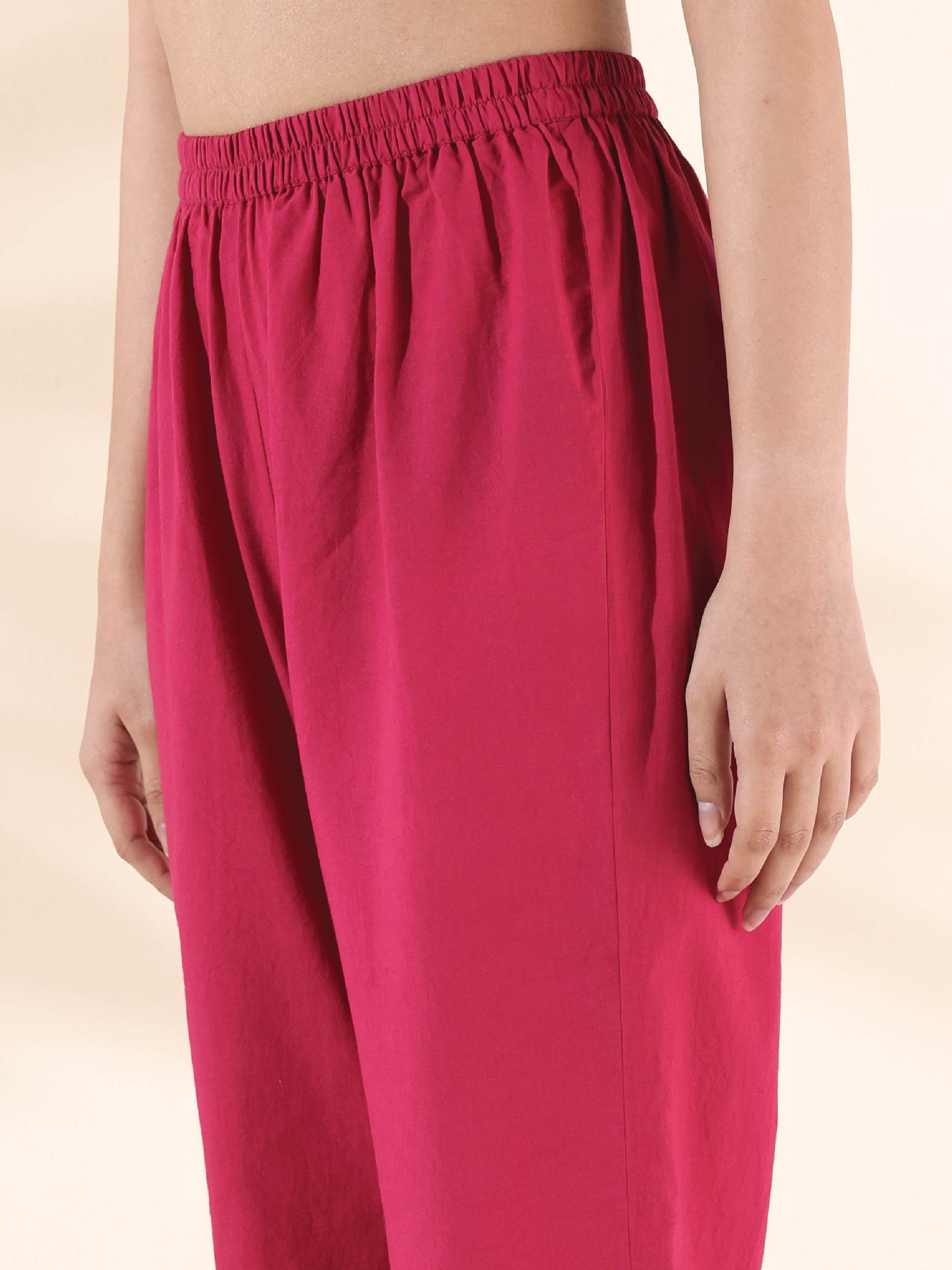trueBrowns Pink Cotton Ikat Flared Kurta Pant Set | Swadesiicart