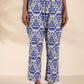 trueBrowns Blue Cotton Ikat Sleeveless Co-ord Set - Swadesiicart