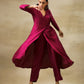 trueBrowns Purple Textured Silk Angrakha Kurta Pant Set | Swadesiicart