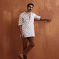 trueBrowns Men's Ivory Printed Short Kurta | Swadesiicart