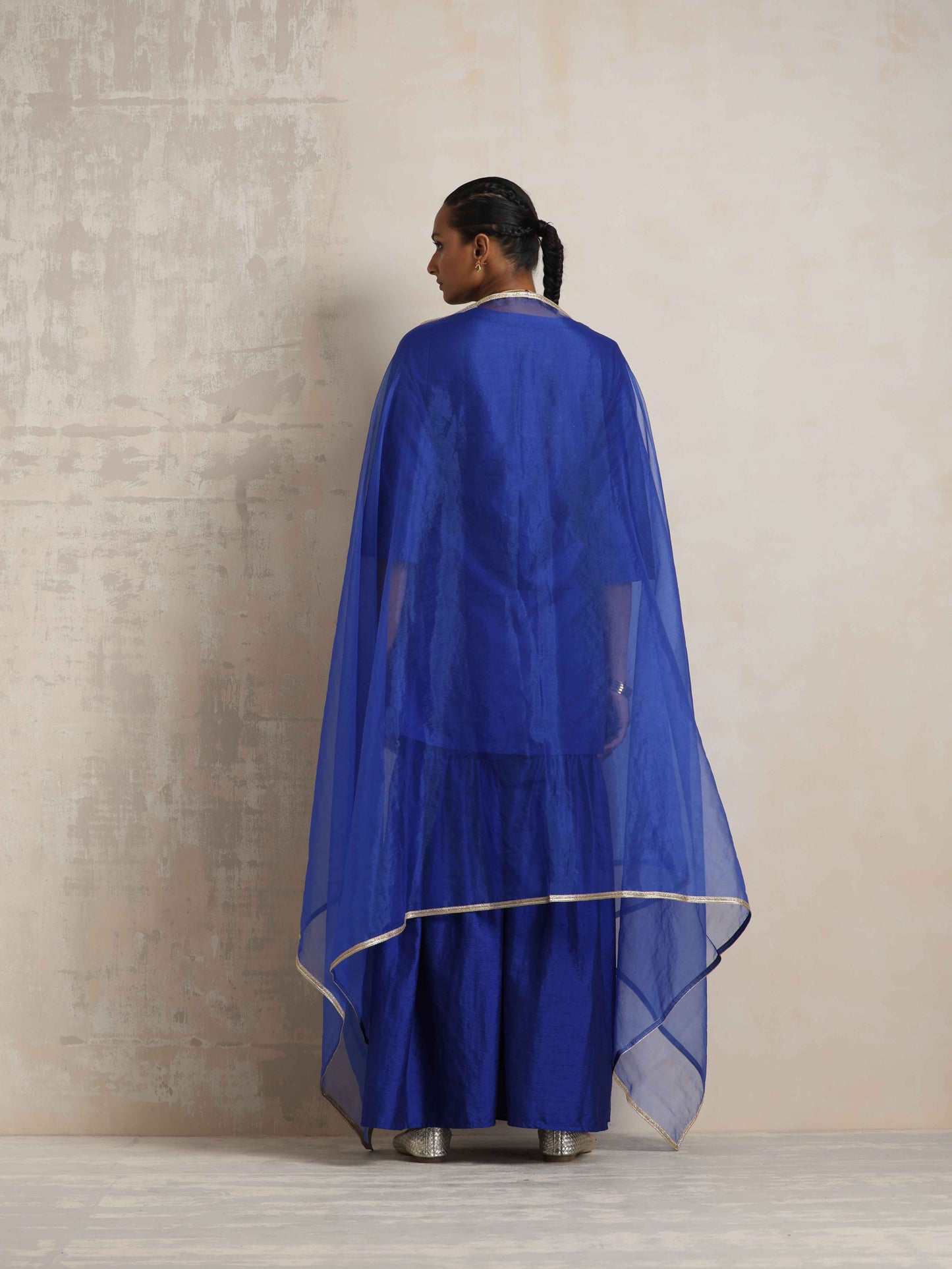 trueBrowns Electric Blue Sharara Dupatta Set | Swadesiicart