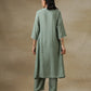 trueBrowns Light Green Bandhani Printed Silk Yoke Kurta Pant Set | Swadesiicart