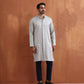 trueBrowns Men's Grey Chanderi Front Open Kurta | Swadesiicart
