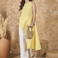 InWeave Light Yellow Side Asymmetric Kurta Set - Swadesiicart