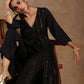trueBrowns Black Gold Cotton Angrakha Kurta Set | Swadesiicart