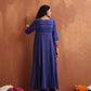 trueBrowns Blue Stripe Flared Anarkali Kurta Set | Swadesiicart