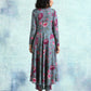 trueBrowns Grey Printed Velvet Anarkali Kurta | Swadesiicart