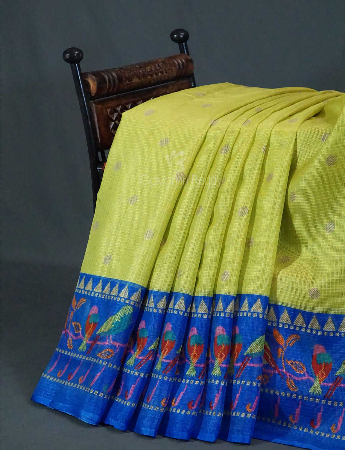Parrot Green Colour With All Over Buttes Semi Silk Kota Saree By Gayathri Reddy Designer Studio | Swadesiicart