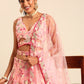 House of Panchhi Pink Organza Sequins And Zarkan Embroidery Lehenga Choli & Dupatta | Swadesiicart